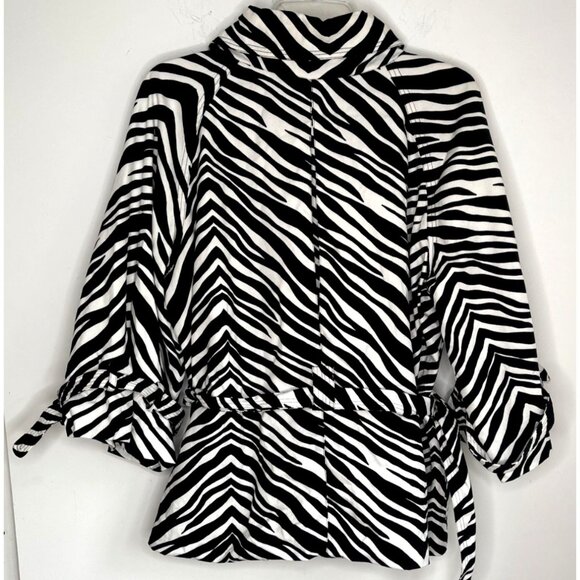 Zebra Print Belted Jacket Size Petite XL New Directions - Picture 6 of 6
